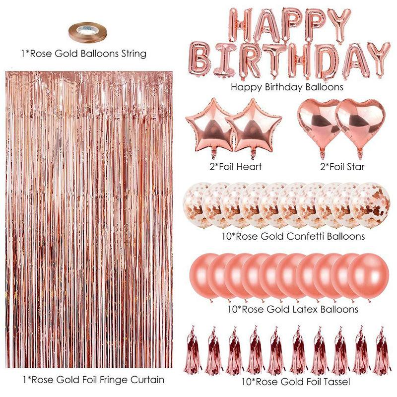Rose Gold Balloon Decoration Set Birthday Party Supplies Happybirthday Party Decoration