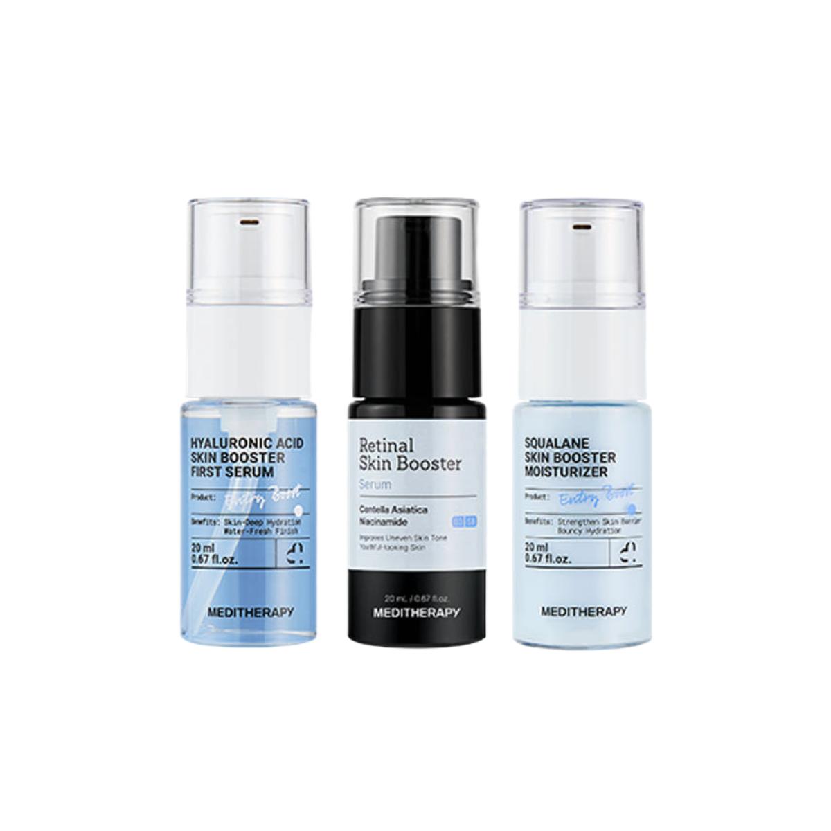 Meditherapy Gentle Boost Kit Hyaluronsäure Serum 20ml + Retinal Serum 20ml + Squalan Feuchtigkeitscreme 20ml Feuchtigkeitsspendend Straffend white