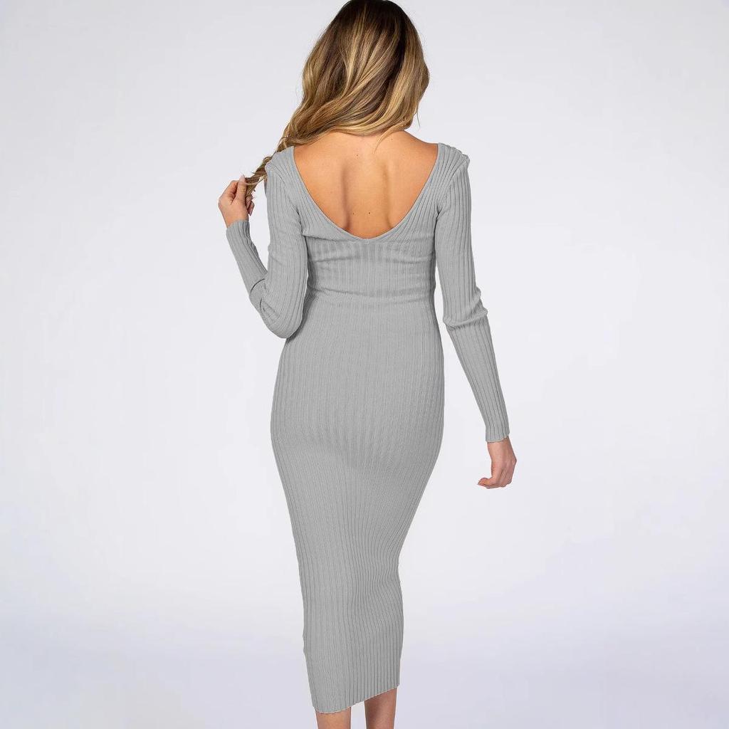 Tehotenské šaty s dlhým rukávom a výstrihom do V, slim fit, v rôznych farbách