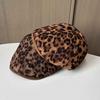 Hong Kong Style Retro Leopard Print Reverse Wear Forward Hat Women Spring And Autumn Personality Suede Duck Tongue Versatile Beret