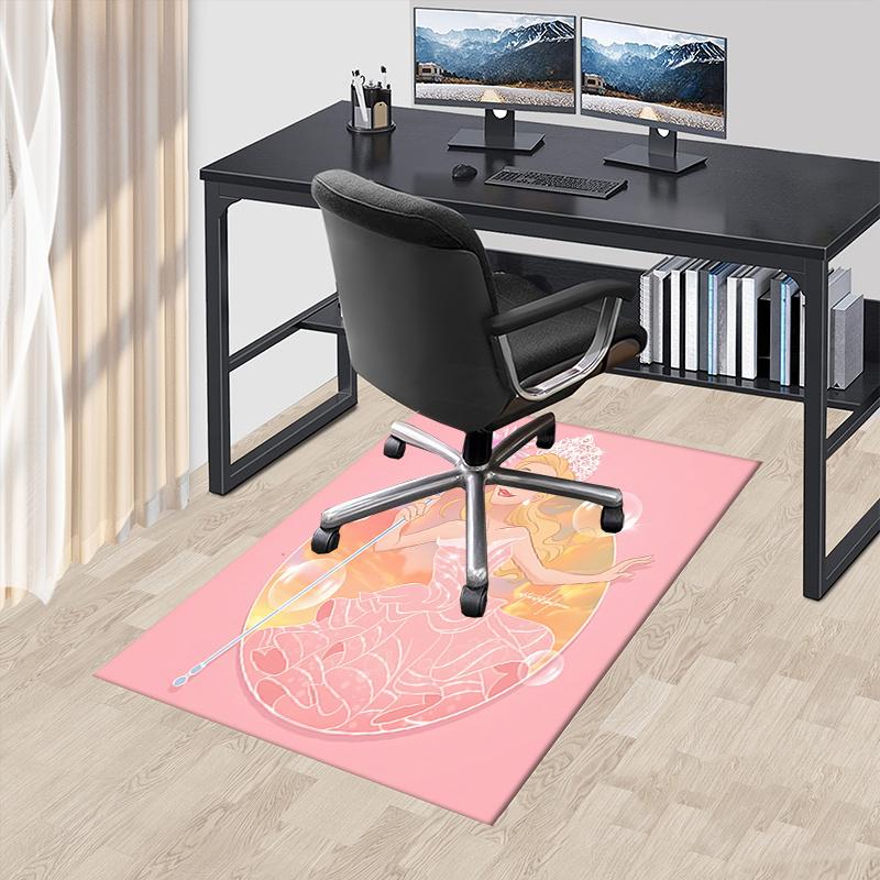 

Princess, Magic Wand Pattern Polyester Office Carpet Chair Mats, Home Decor Dormitory Floor Protector with Anti-Skid Backing, Large Area Cov 60cm by 90cm