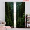 2D Flat Printing 2pcs Window Curtains Forest Evergreen Pine Nature 100% Polyester Without Electricity Festive Wall Decor Perfect