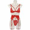 Lingerie Kit Hollow Lace Breathable Slim Fit Fashionable Elegant Lingerie Suit for Women Red Red