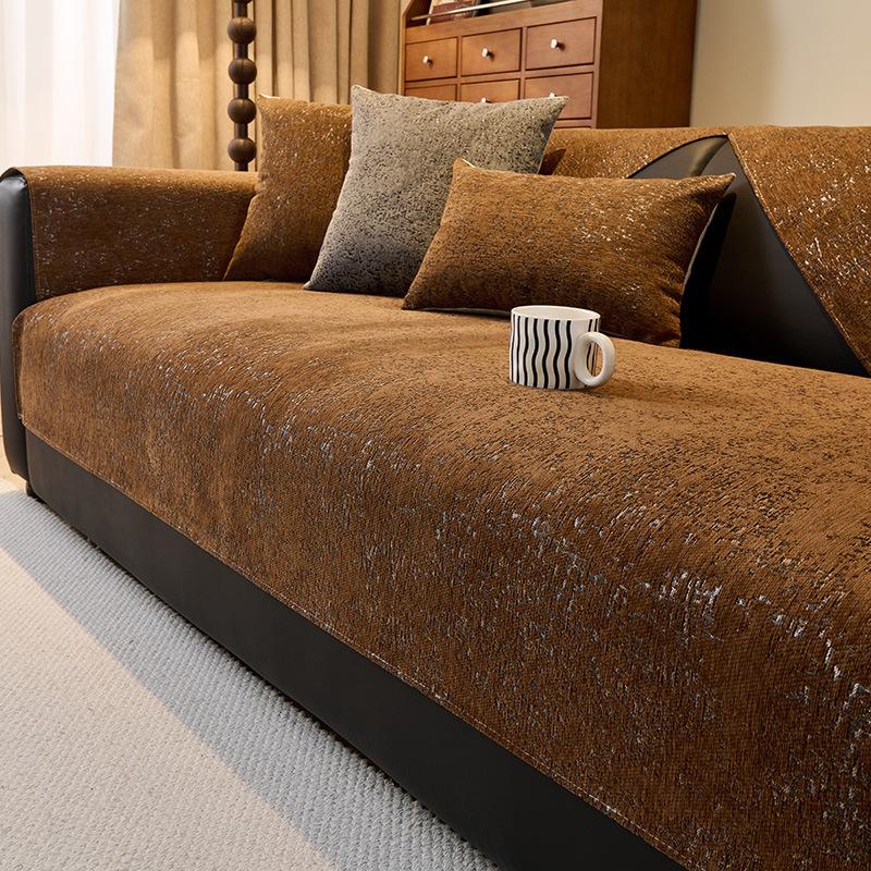 Solid Color Thicken Sofa Cushion High-end Simple Modern Style All Season Universal Anti Slip Wrinkle Resistant Couch Cover Towel 45x45cm pillowcase 4270₽