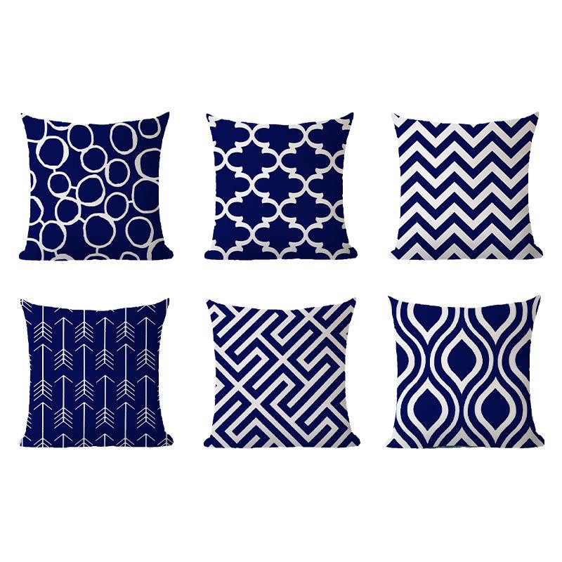 Japanese Printed Geometric Pillow Cover Office Sofa Cushion Cushion Cover Linen Pillow Cover