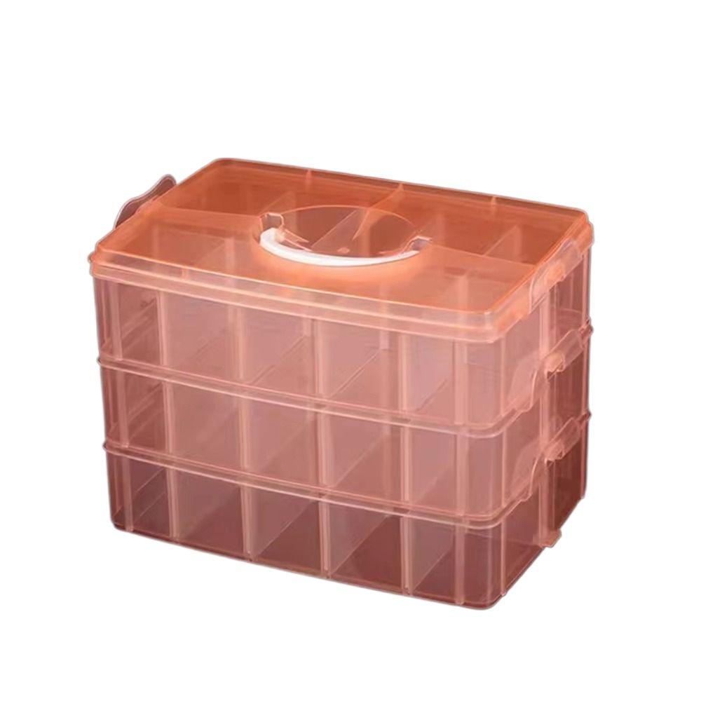 3 Tiers Removable Storage Case Clear with Handle Stackable Storage Container Visible Adjustable Compartments