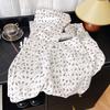 Spring/Summer Korean Style High Waist Floral White Wide-Leg Denim Pants for Women