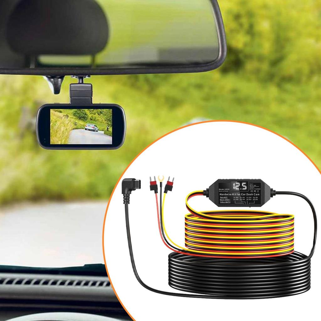 Dash Cam Cable 3-Lead Dash Cam Cord With Display Voltage Monitor Type C Hard Wire For Vehicle Safety Systems Electronics