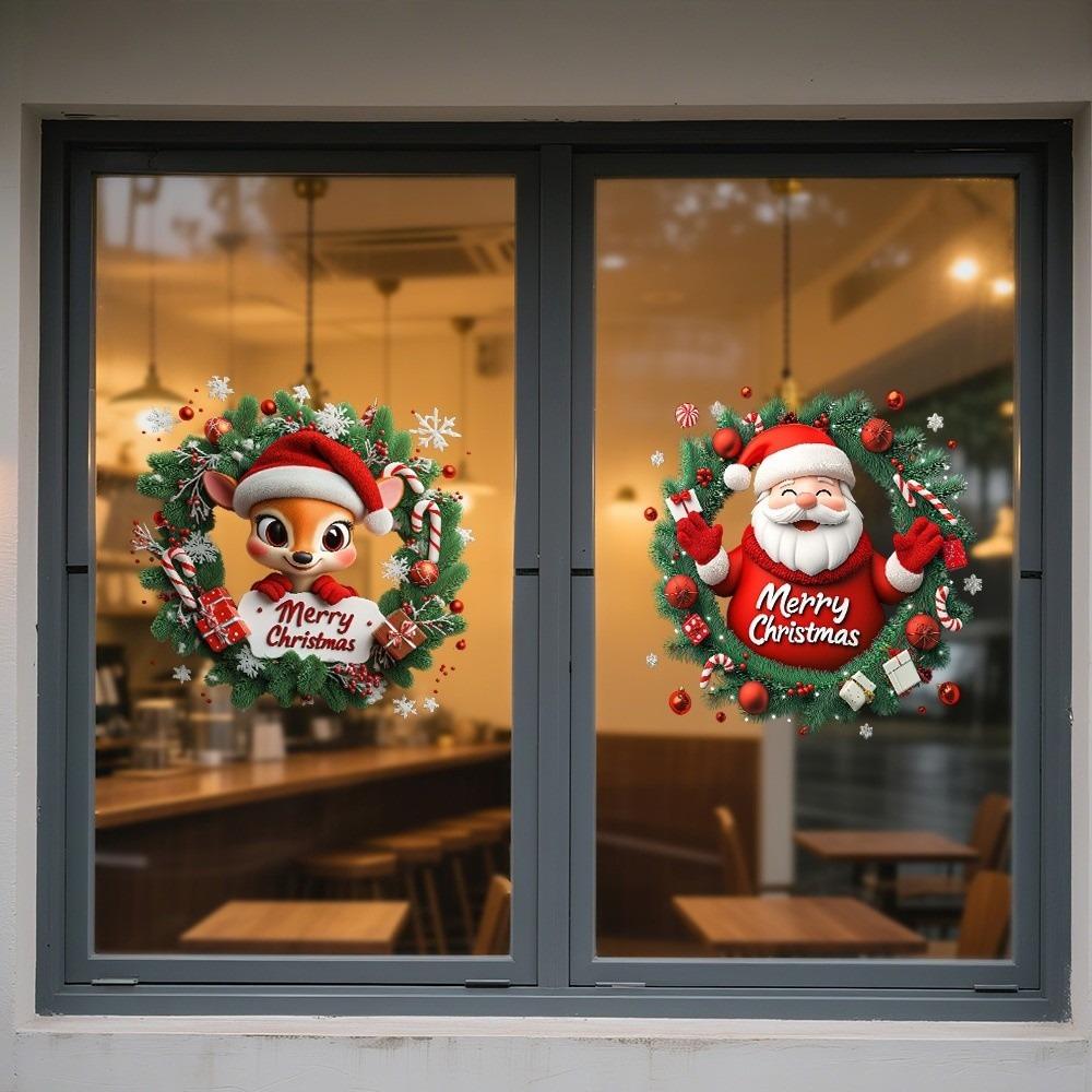 Frohes Weihnachtsthema Weihnachtsfensteraufkleber Elektrostatischer Glasaufkleber Glasdekoration