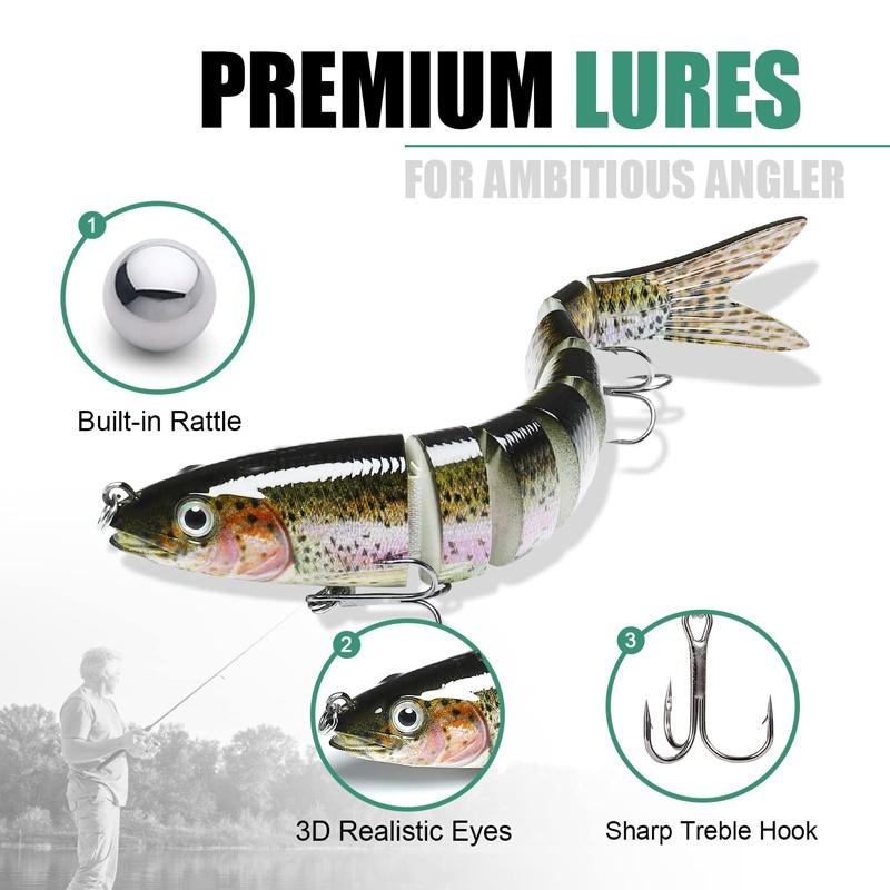 3pcs 8 Segment Fishing Lure Multi Jointed  Swimbait Artificial Bait Slow Sinking Bionic Fishing Bait Cool Fishing Gear