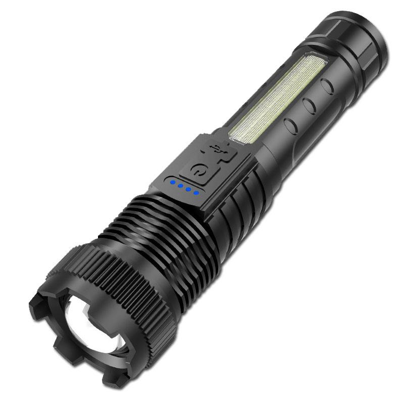 Powerful Flashlights Type-c Rechargeable Torch Light High Zoom LED Flashlight Built-in Battery for Camping Emergency Lamp