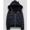 Millennium subculture ancient cat ear skull hooded personality wear fur collar coat punk autumn and winter zipper coat