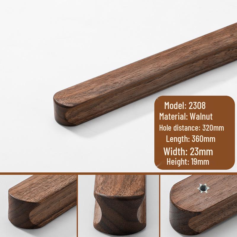 Japanese Minimalist Walnut Handle Solid Wood Cabinet and Wardrobe Drawer Handle