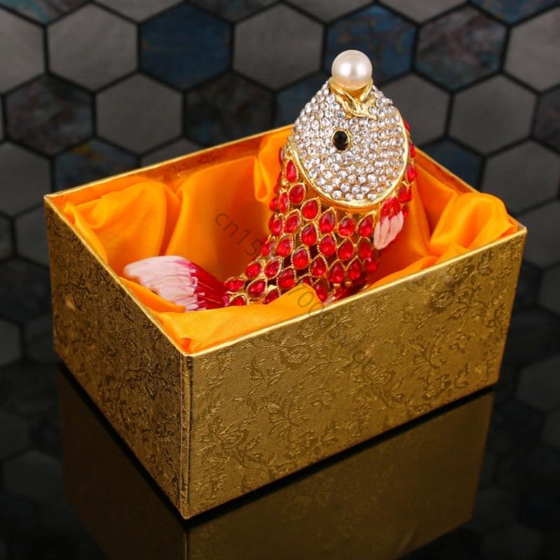 Alloy Jewelry Storage Box with Fish Shaped Design and Closure, Decorative Storage for Rings Earrings Necklaces On AXYD
