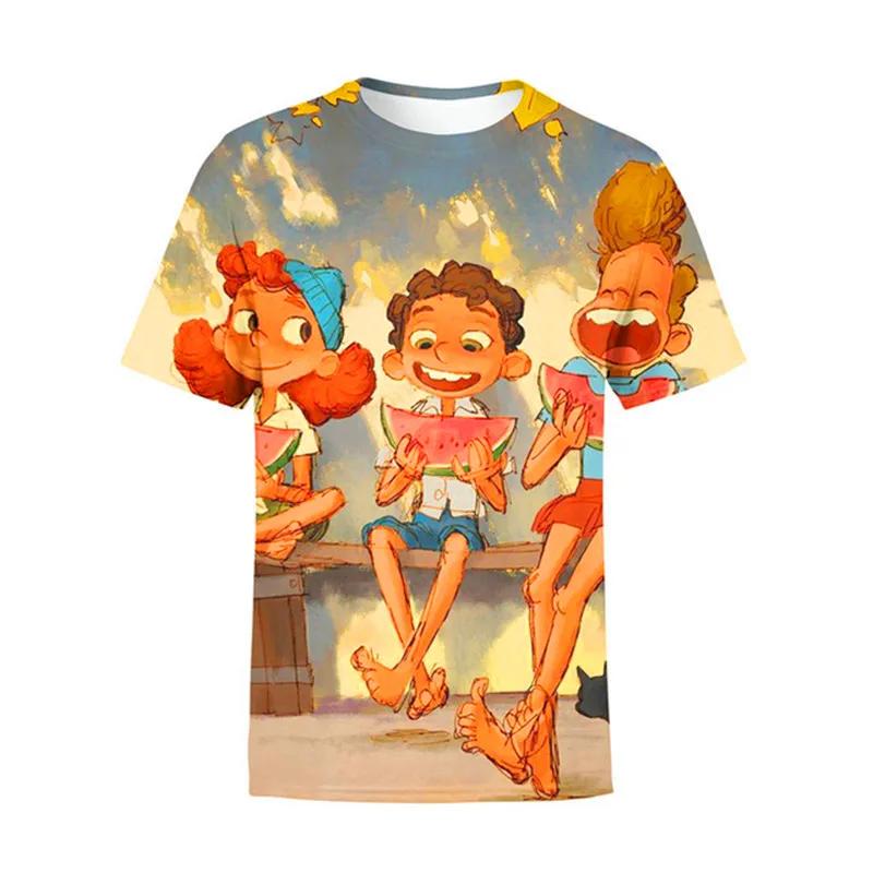 2026 Disney Movie Luca Clothes Children Summer 3d Printed Cartoon Short Sleeves Tops Tees
