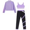 Ärmellose Weste für Mädchen Kontrastfarbene Leggings Langarm Reißverschluss Sweatshirt Print Schlittschuh Outfit Set