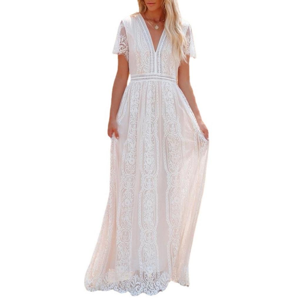 Vestido Maxi de Tul Transparente Otoño Invierno Nuevo, Vestido de Novia Pullover con Escote en V Profundo Estilo Europeo Americano, Bata Larga para Mujer de Ocio