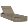 Vidaxl Sun Lounger With Cushion, 1 Pc, Gray, 201X55X62 Cm, Poly Rattan