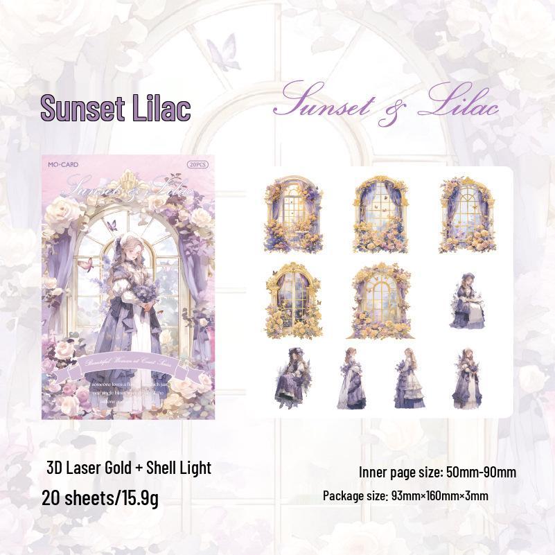 Momo PET Laser Gold Stickers: Royal Beauty Retro Dreamy Girl Journal Series