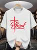 Religiou Unisex Short Sleeve Tshirt Blessed Script Word Christian Cross Symbol Print O Neck Tee Faith Style Male Casual Fashion Top