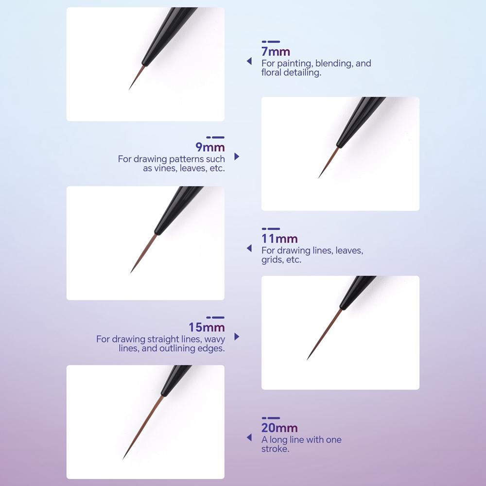 5 BUC Pensulă Colorată pentru Pictură Linii Nail Art, Stilou Liner pentru Unghii, Manichiură Pictură Linii, Pensulă pentru Flori, Acrilic Liner Subțire, Stilou pentru Desen