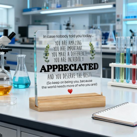 Meritați Semn de Masă Acrilic cu Bază din Lemn Suport Emoțional Inspirațional Semn de Masă Decor Birou Acasă Ornament