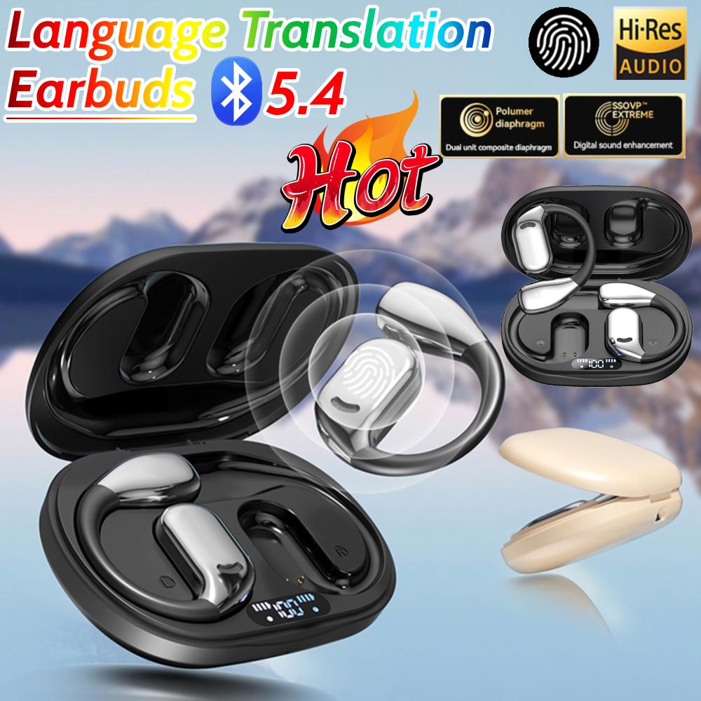 Real-time Two-Way Earbuds Bluetooth-Compatible 5.4 Translator Device Long Battery Life Translation Earphones for Android and iOS