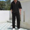 Completo Pantaloni a Manica Corta Tinta Unita Stile Casual e Pigro da Uomo