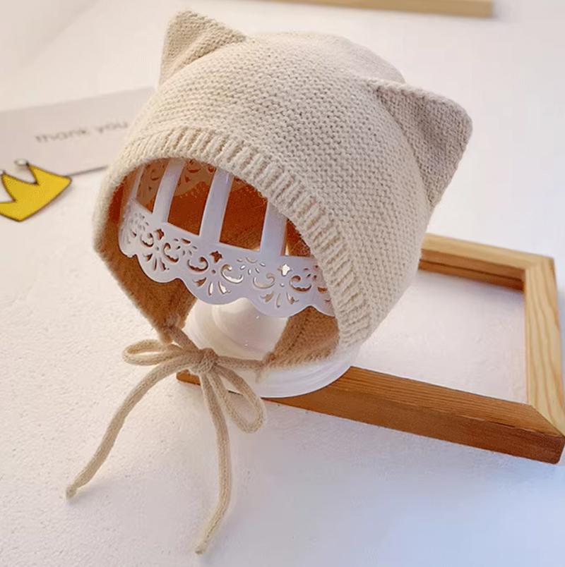 

Baby Hat Thin Knitted Wool Ear Protector Hat For Infants And Young Children Hand Woven Newborn Autumn And Winter Baotou Hat