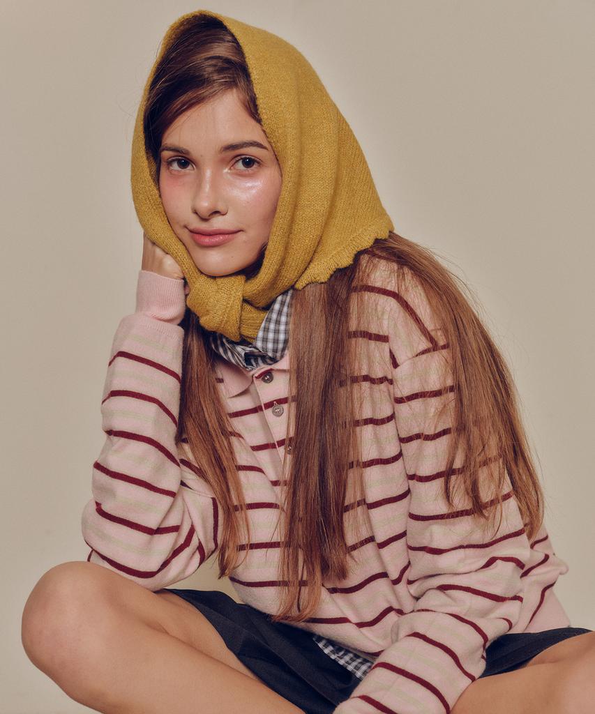 MELLY&ROSE Soft Stripe Polo Knit (310253)_Pink