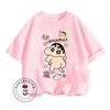 Summer Hit Crayon Shin-chan Animated Cartoon Character Print Design O-neck Soft and Comfortable Summer Kids Short-sleeved Shirt