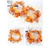 Halloween Candle Ring with Pumpkin  Maple Leaves Plastic Harvest Wreath Decor for Thanksgiving Fall Party Desktop Decoration