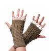 Lace Fingerless Gloves Women's Gloves Winter Warm Cute Student Writing Typing Half Finger Acrylic Knitted Glove Mittens