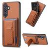 For Samsung Galaxy S25+ Case with Card Holder Kickstand Fiber Pattern Leather Back Cover