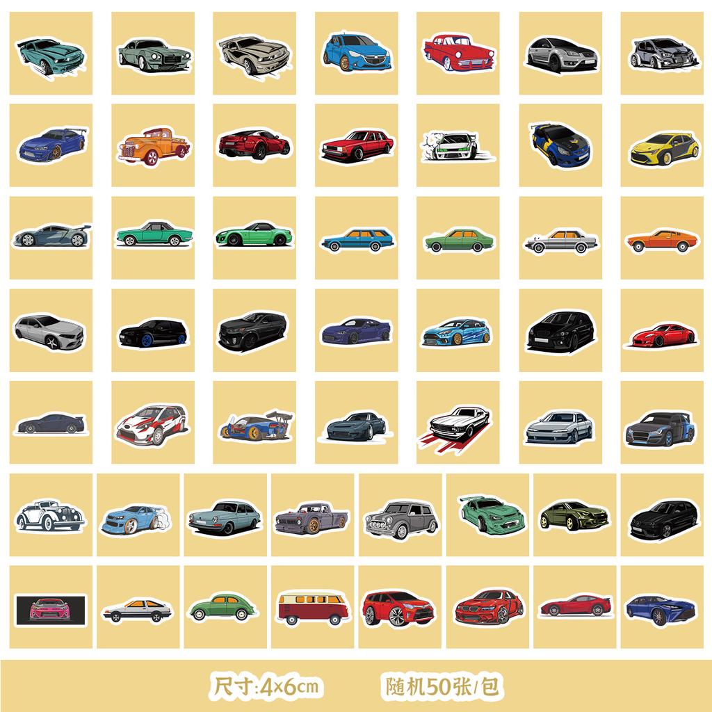 50/100 Transportation Stickers Mobile Phone Water Cup Waterproof Decorative Stickers Children DIY Hand Account Stickers