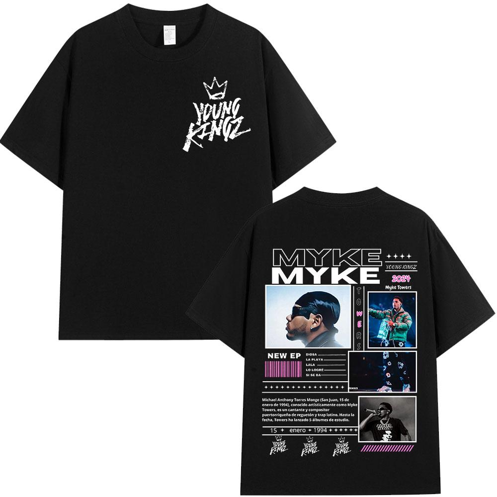 Rapper Myke Towers Graphic T-shirts Men Women Clothing Fashion Hip Hop Oversized T Shirt Unisex Cotton Short Sleeve T-shirt Tops