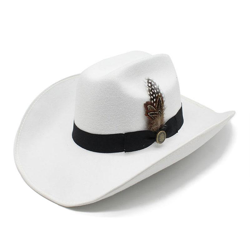 American Western Big Cowboy Hat Wool Tibetan Top Hat Men'S Big Eaves Outdoor Horse Racing Festival Knight Hat Women