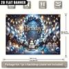 2D Navy Blue Birthday Backdrop, Balloon & Floral Party Background Cloth
