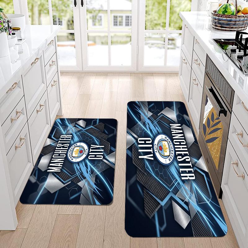 Manchester City Flannel Area Rug Soft Kitchen Floor Mat Non Slip Carpet Room Decor