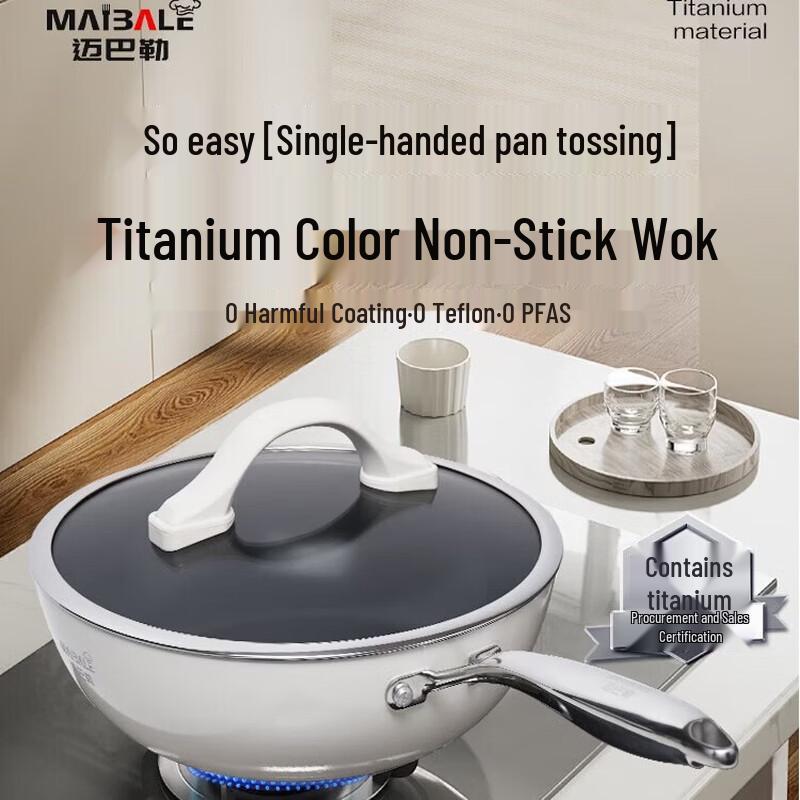 Maybaler Titanium Ceramic Non-stick Wok