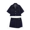 2025 Spring Women's European & American Style Denim Shirt & Skirt Set
