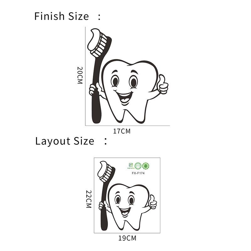 

Мультфильм Чистка зубов Детская комната Детский сад Ванная комната Домашнее украшение Наклейка на стену Самоклеящаяся декорация для комнаты 19x22cm