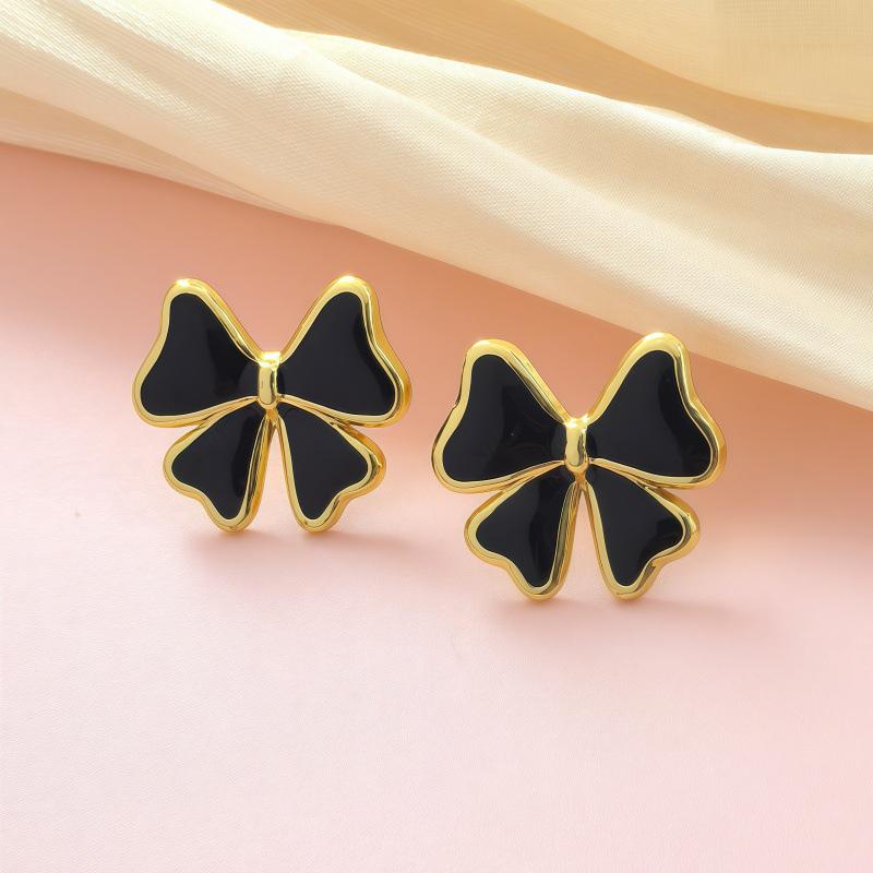 Stainless Steel Drip Oil Butterfly Earrings for Women - Versatile & Fashionable Titanium Steel Jewelry