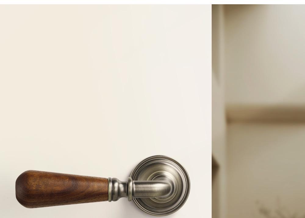 Vintage Style Magnetic Silent Door Lock with Black Walnut Wood Handle