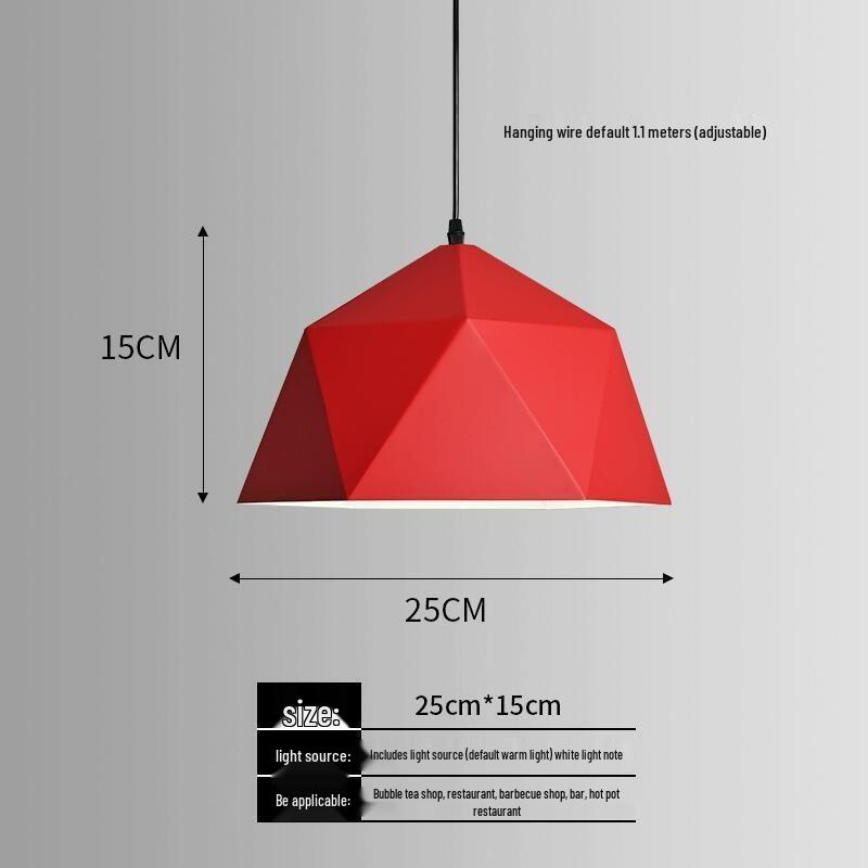 Red Retro Nordic Industrial Chandelier - Ideal for Milk Tea Shops, Bars, Restaurants, and Cafes.