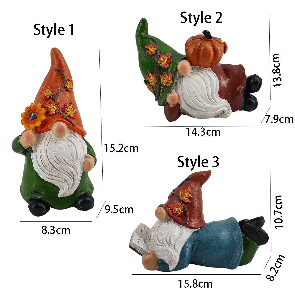 Resin Dwarf Sculpture Funny Miniature Statue Thanksgiving Pumpkin Decoration Gnome Figurine  Props