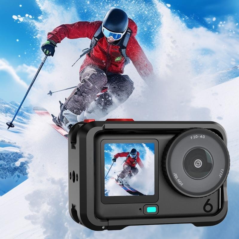 Premium Aluminum Alloy Protective Cage for ACTION6 Cameras Frame 1/4 Hole Precise Cutout Ensuring Full Functionality