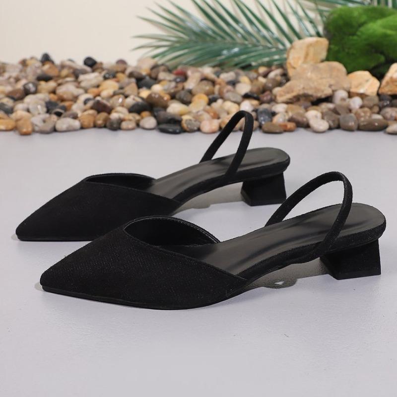 Chaussures à talons hauts et bout pointu pour femmes Style étranger Nouvelles Chaussures d'été Baotou Demi-chaussures Sandales et Pantoufles Grande taille