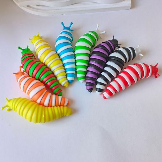 Stress Relief Slug Fidget Toy Articulated Stretch Caterpillar Sensory Toy Portable Travel Bendable Colorful Worm Toy Party Favors