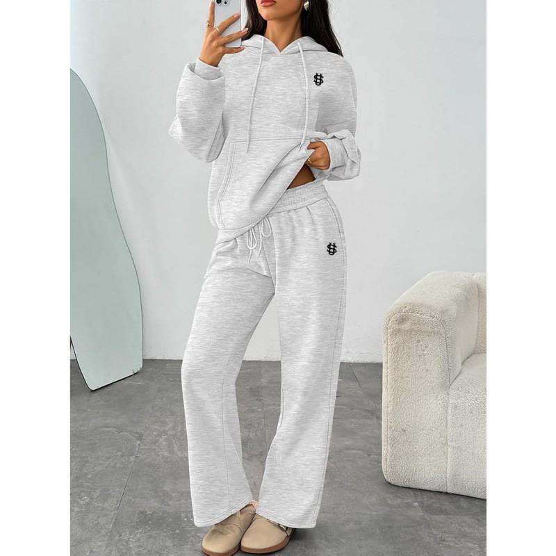 2026 SU Embroidered Hoodie Sweatshirt Pants Set Casual Unisex Streetwear Teens Couples